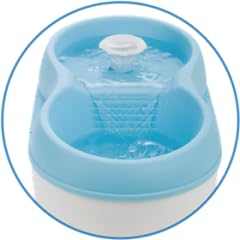 Cat H2O Filtered Cat Water Fountain 67 fl. oz/2.1 Quart with Filter & Dental Care Tablet, Blue/Translucent White