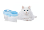 Cat H2O Filtered Cat Water Fountain 67 fl. oz/2.1 Quart with Filter & Dental Care Tablet, Blue/Translucent White
