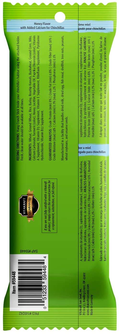 Vitakraft 3 Pack of Honey Flavor with Added Calcium Crunch Sticks Chinchilla Treats, 2 Sticks Each Secondary image
