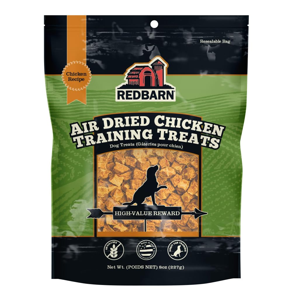 Redbarn Pet Products All-Natural Air Dried Beef Training Treats for Puppies & Dogs – Grain-Free Single Protein Rewards Made in USA for Small, Medium, & Large Breeds - 8 oz Resealable Bag
