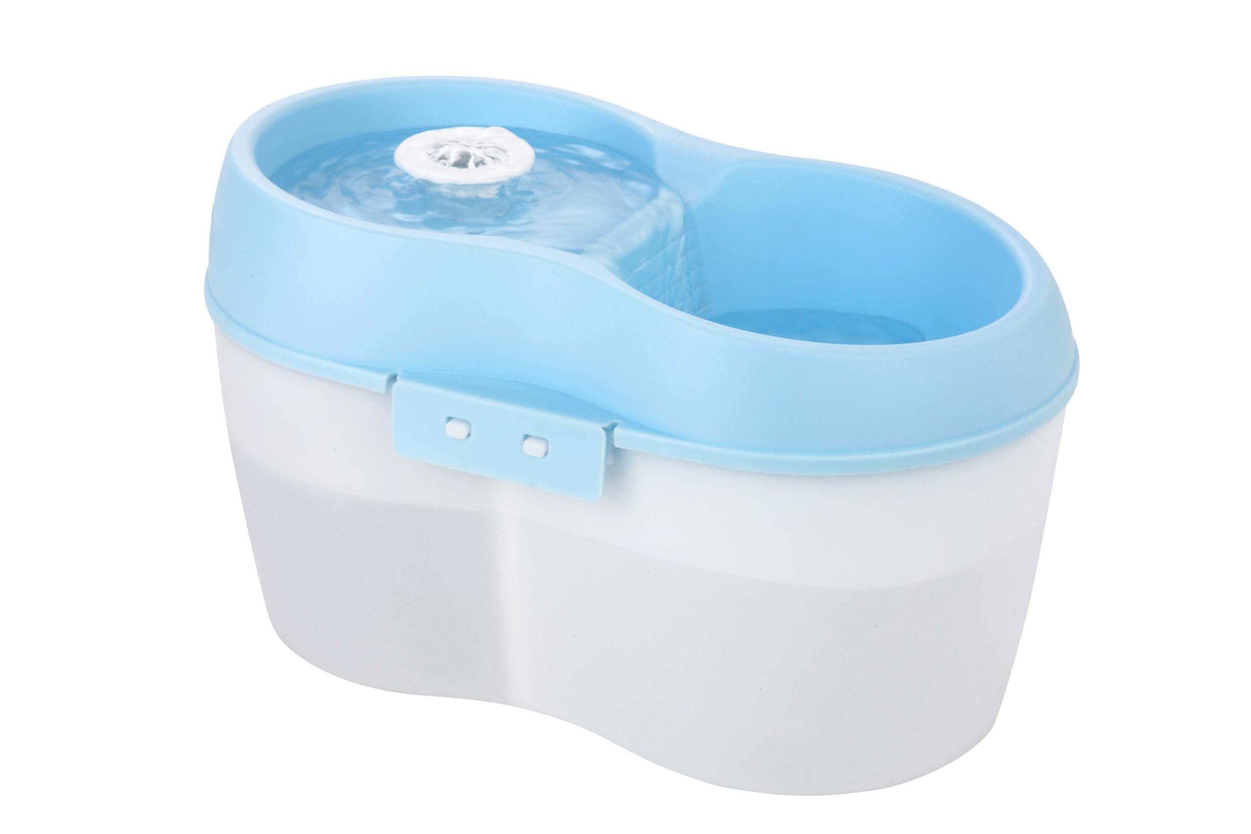 Cat H2O Filtered Cat Water Fountain 67 fl. oz/2.1 Quart with Filter & Dental Care Tablet, Blue/Translucent White
