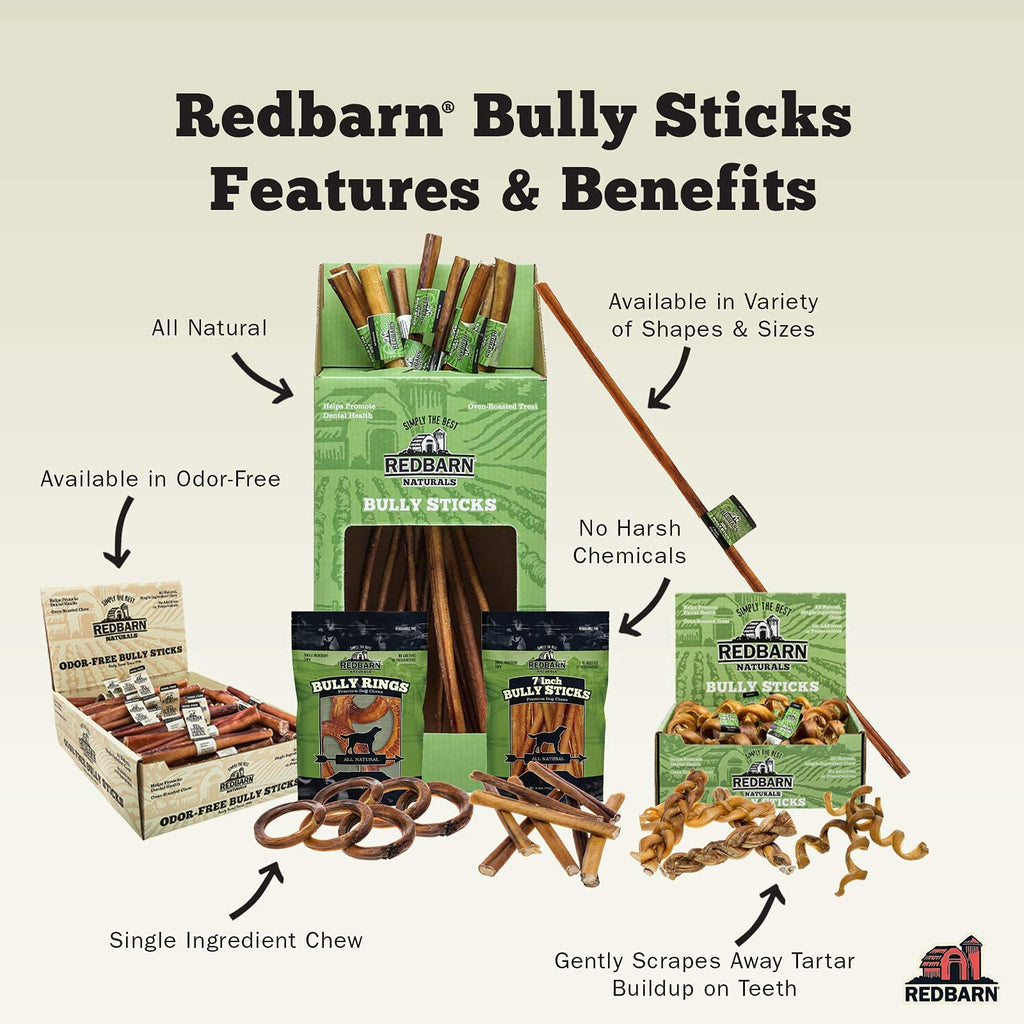 Redbarn Premium Bully Spring for Dogs, 4-6", 3 Count – All-Natural Slow Roasted Single Ingredient Beef Pizzle Pet Chews - Highly Digestible Rawhide Alternative and Long Lasting Spiral Sticks