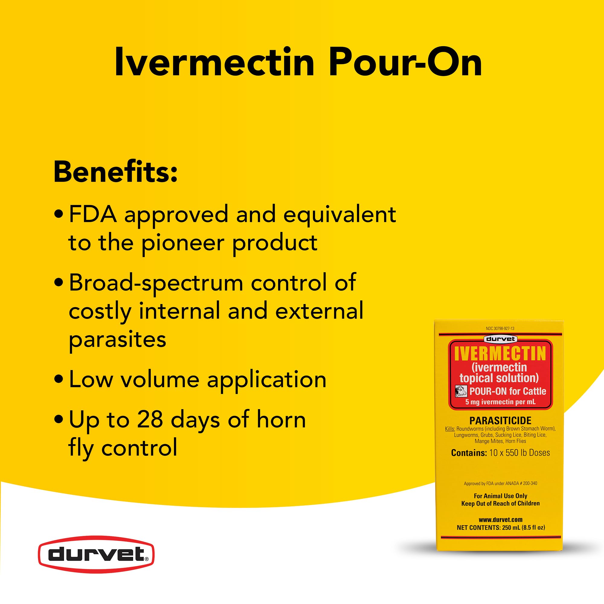 Durvet Ivermectin Pour On Dewormer 250mL