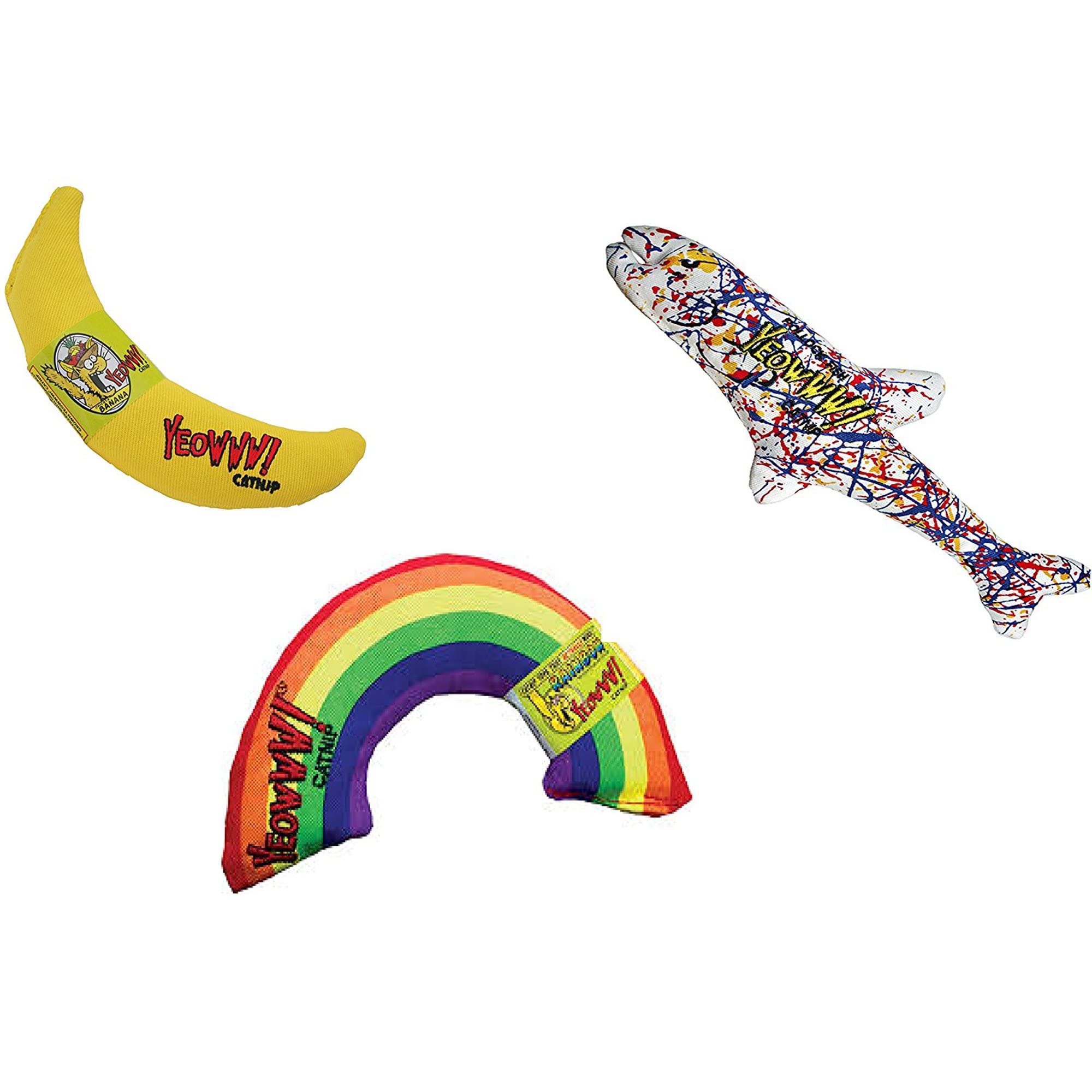 Yeowww! 100% Organic Catnip Variety Pack of Rainbow, Banana & Pollock Fish