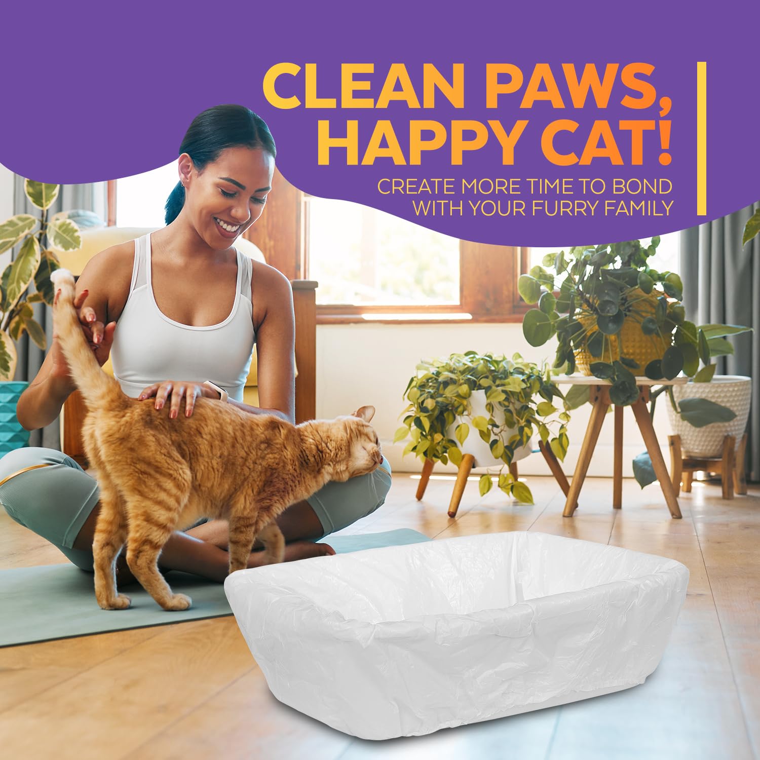 BETAPET Sifting Litter Box Liners- 30-Count Elastic Cat Pan Liners for Large, Extra Large, Giant, and Extra Giant Litter Box - 36" x 18" Universal Fit Quick Sifting Cat Litter Bags