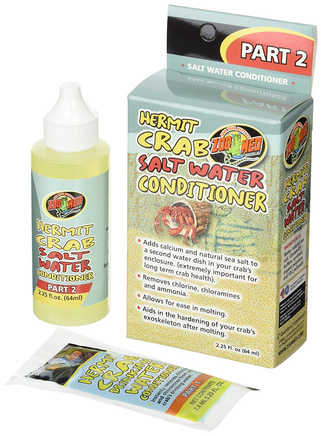 (3 Pack) Zoo Med Hermit Crab Salt Water Conditioner, 2.25-Ounce Each Secondary image