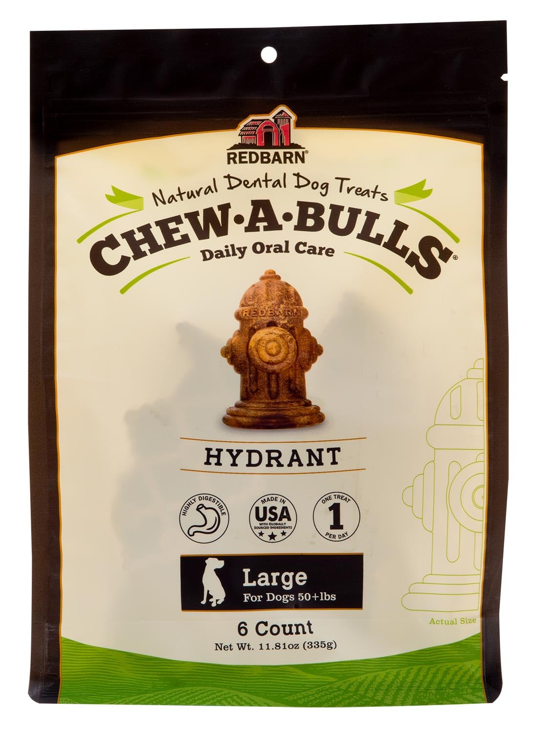 Redbarn Chew-A-Bulls, 6 Pack – Large Hydrant Shape Dog Dental Treats – Daily Oral Care with Fun Ridges & Grooves, All Natural Ingredients, Highly Digestible Chews & Low in Fat Secondary image