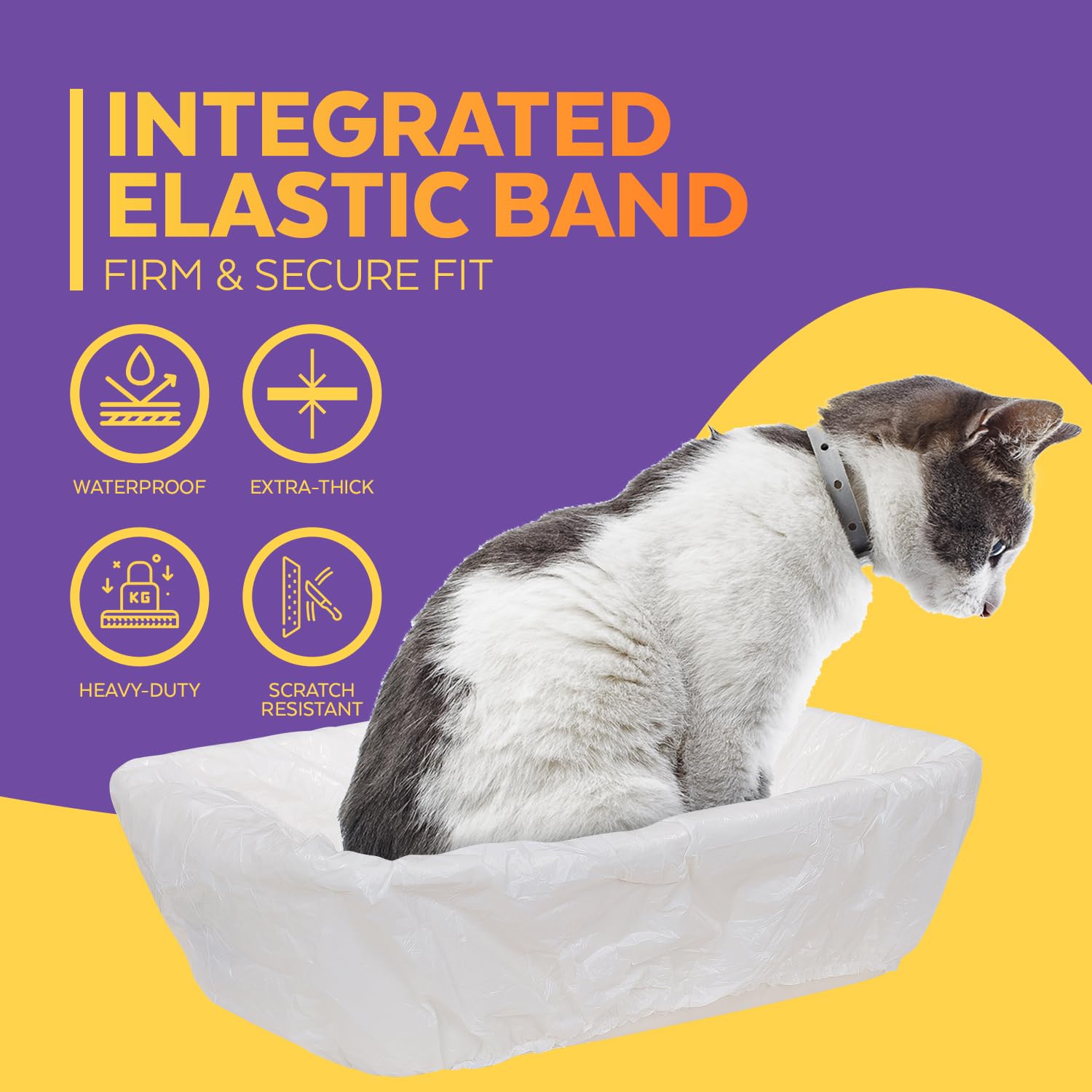 BETAPET Sifting Litter Box Liners- 30-Count Elastic Cat Pan Liners for Large, Extra Large, Giant, and Extra Giant Litter Box - 36" x 18" Universal Fit Quick Sifting Cat Litter Bags