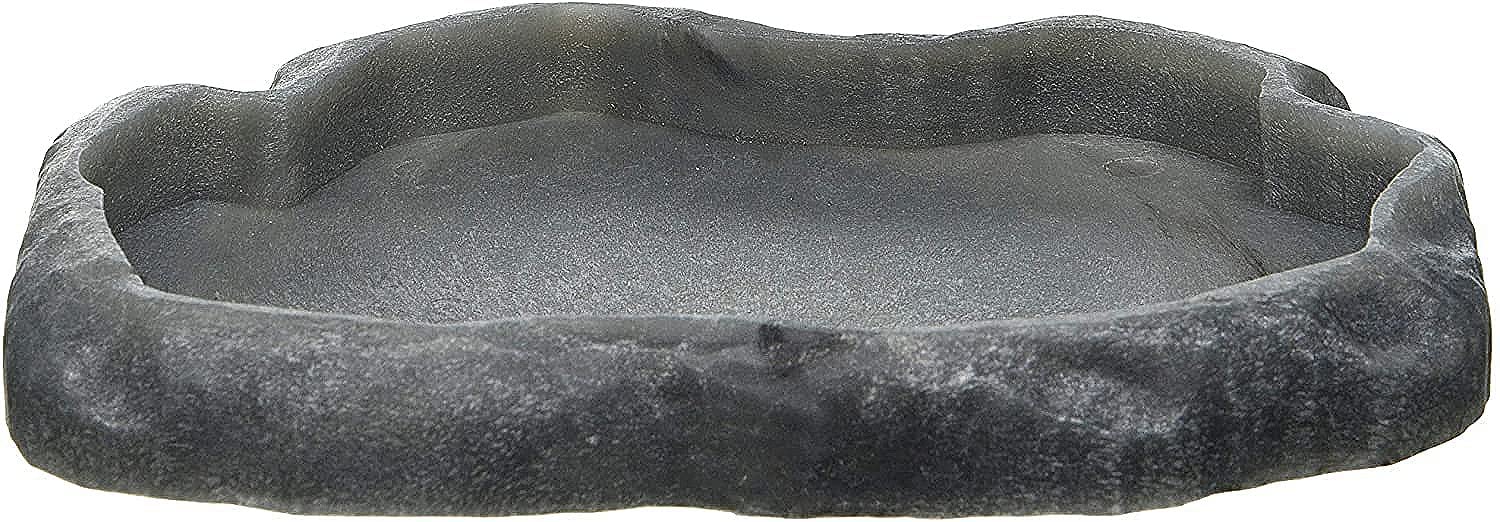 Zoo Med Reptile Rock Food Dish, Medium, 7.25"l x 6"w x 0.75"h, Colors may vary Black Main image