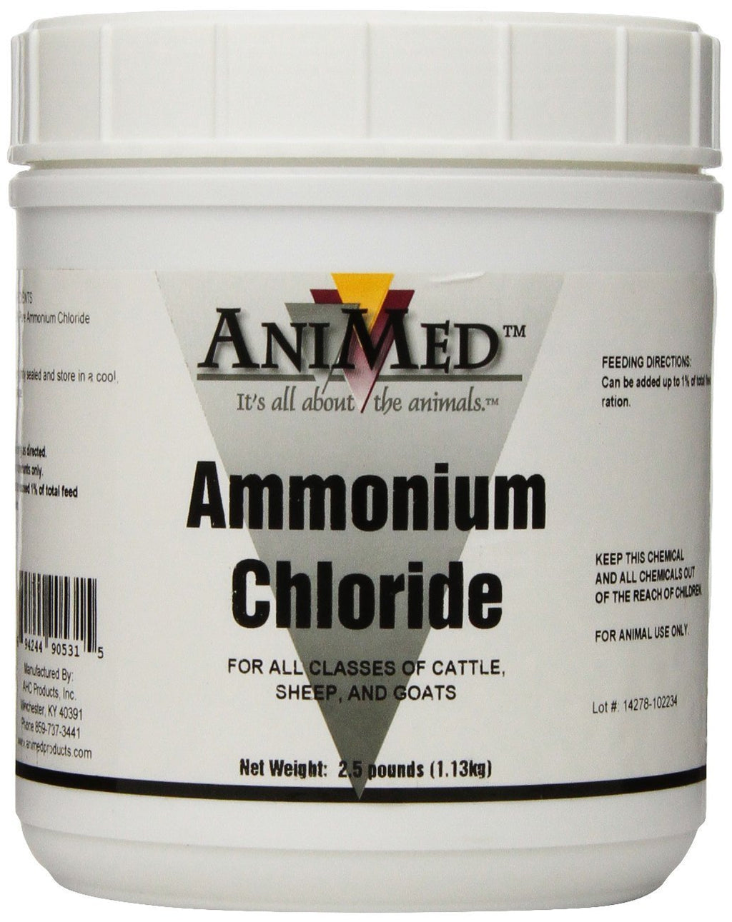 AniMed Powder 99.9-Percent Ammonium Chloride for Horses Dogs Cats Cows Sheep and Goats, 2.5-Pound…