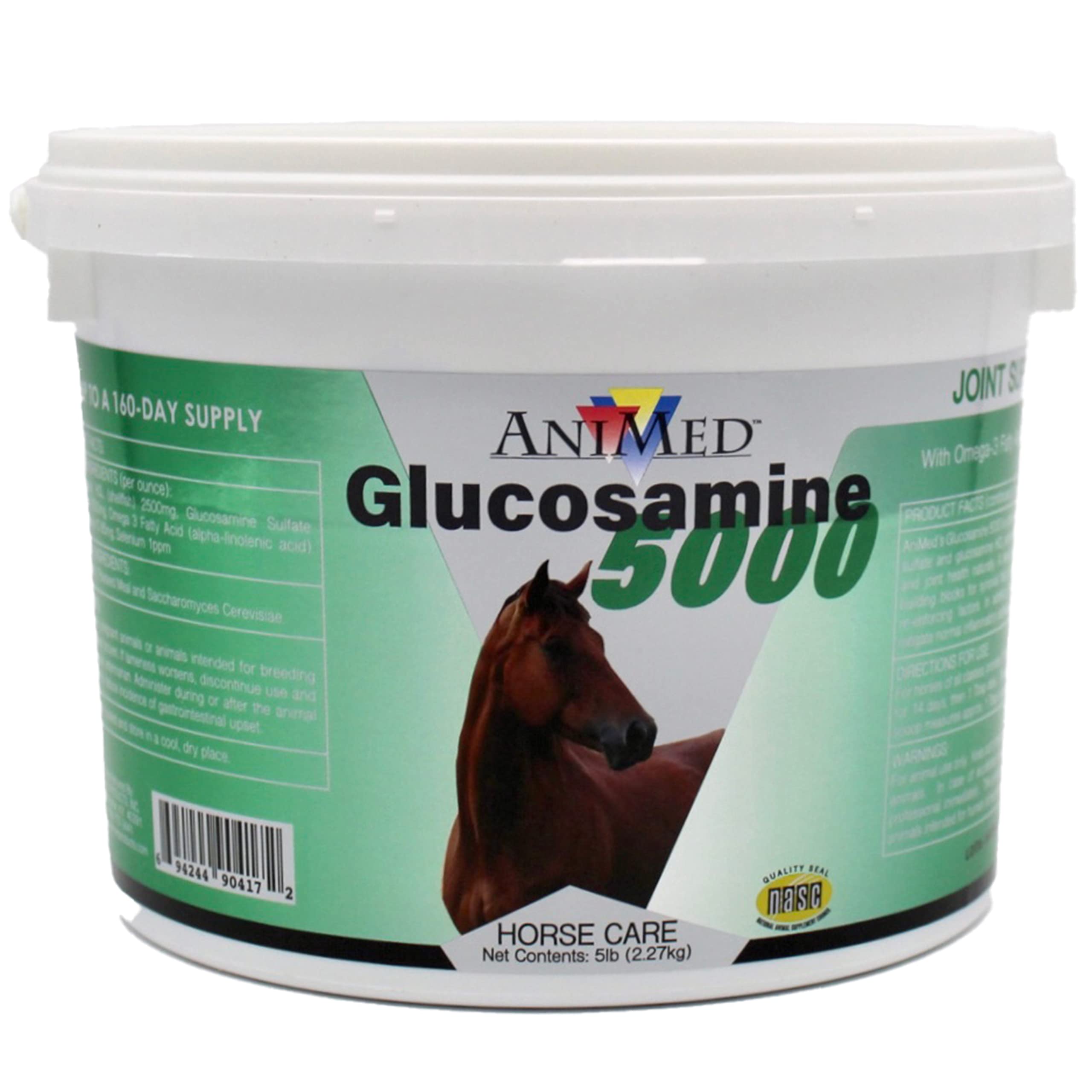 ANIMED Glucosamine 5000 - Natural Joint Health Supplement with Omega 3, Antioxidant Protection, and Digestive Support for Horses, 5 lbs… Main image