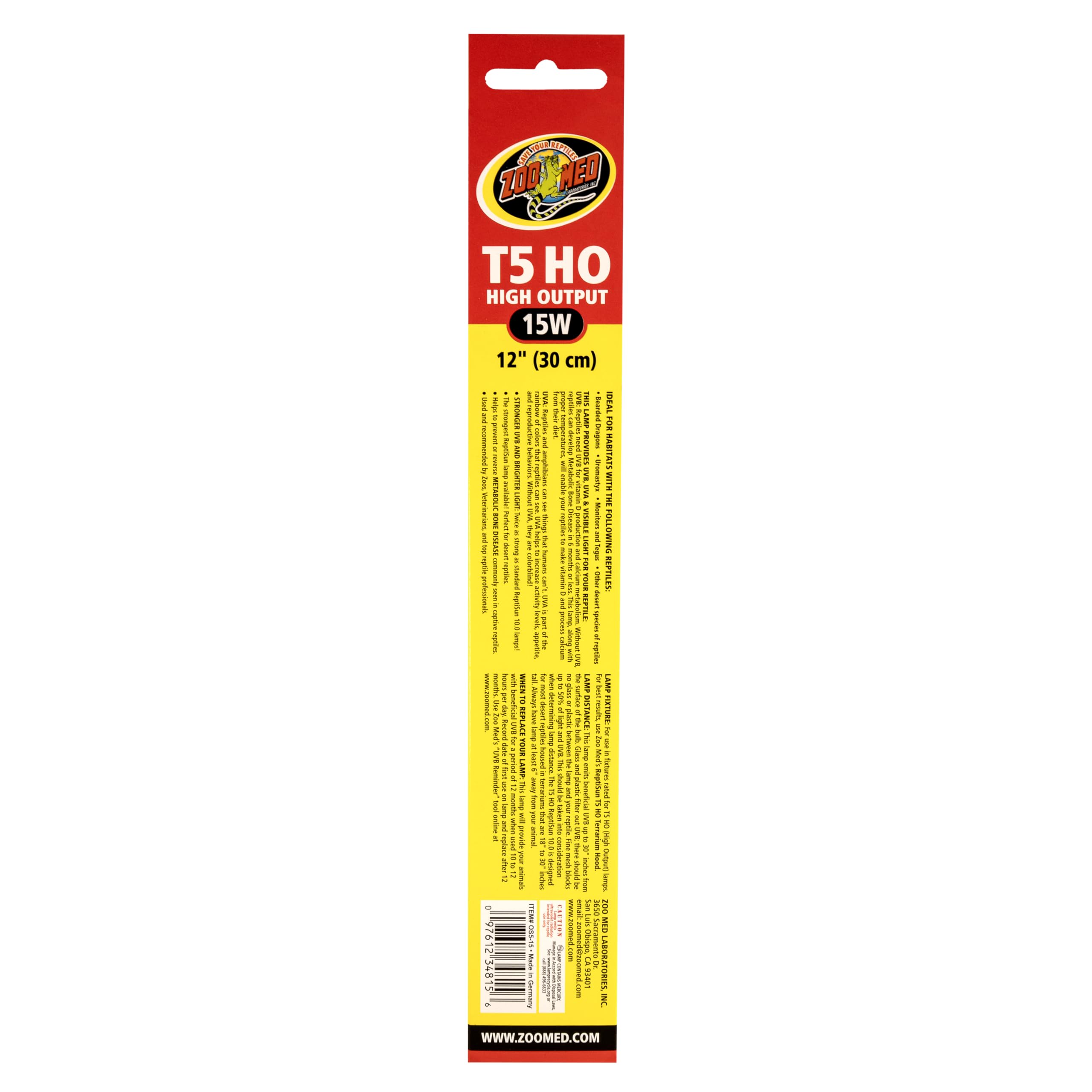 Zoo Med ReptiSun High Output Linear Lamp 10.0 UVB 15 Watt, 12in