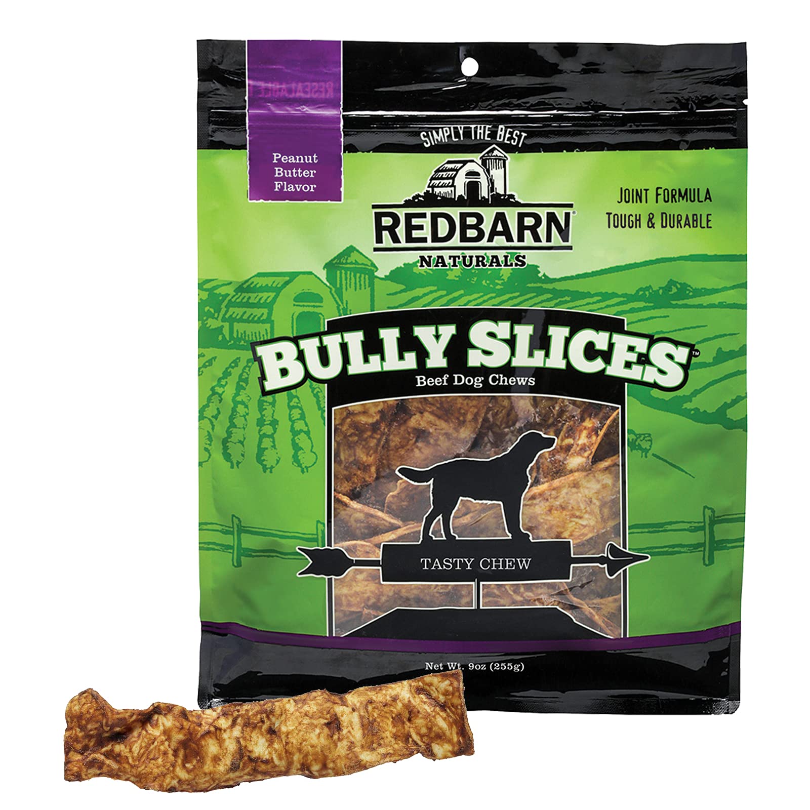 Redbarn Bully Slices for Dogs, Highly Palatable, Long-Lasting Natural Dental Treats with Functional Ingredients, 9 oz. (Pack of 3) - Peanut Butter