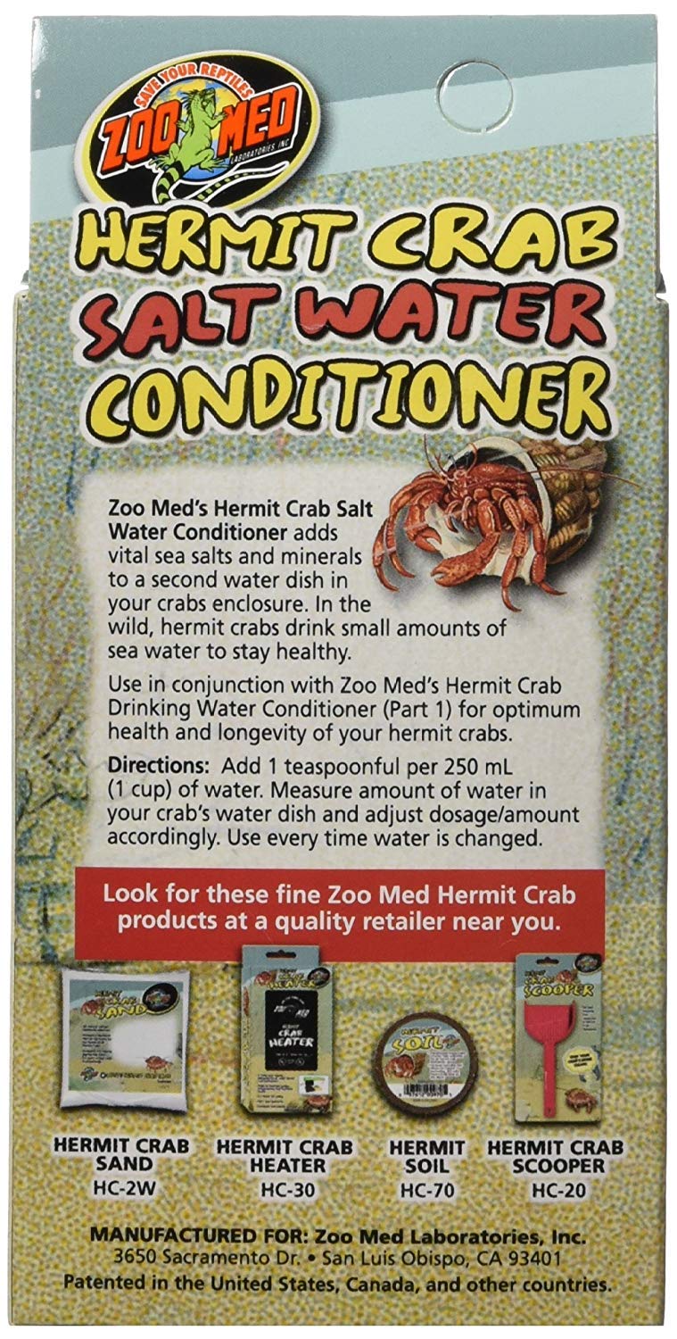 (3 Pack) Zoo Med Hermit Crab Salt Water Conditioner, 2.25-Ounce Each