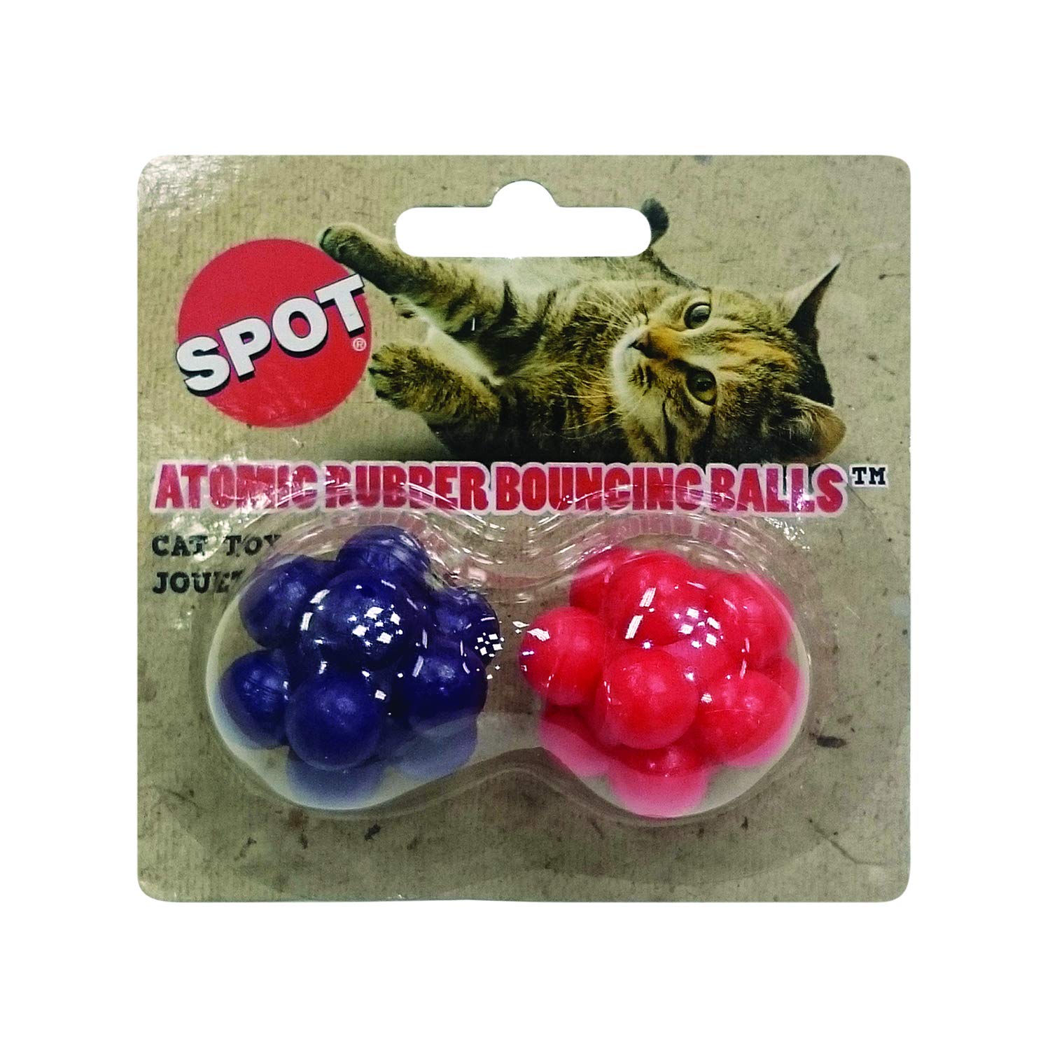 SPOT Atomic Rubber Bouncing Balls - Play Toy for Cats and Kittens, Bumpy Shape Makes Playing More Fun, Great to Keep Cats Entertained and Exercised - 1.5 inch, 2-Pack Secondary image