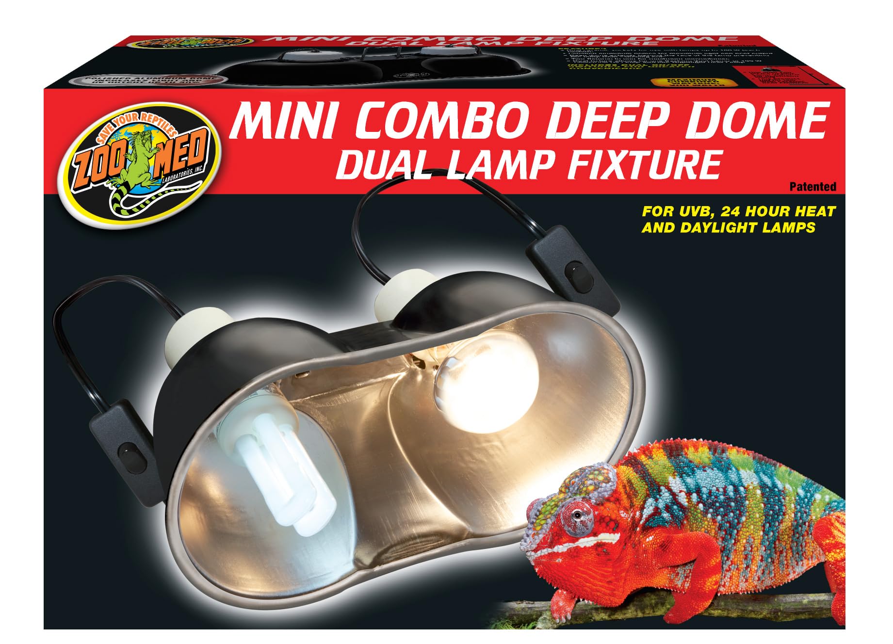 Zoo Med Combo Mini Deep Dome Clamp Lamp Fixture 2 x 5-1/2 Inch Deep Domes Secondary image