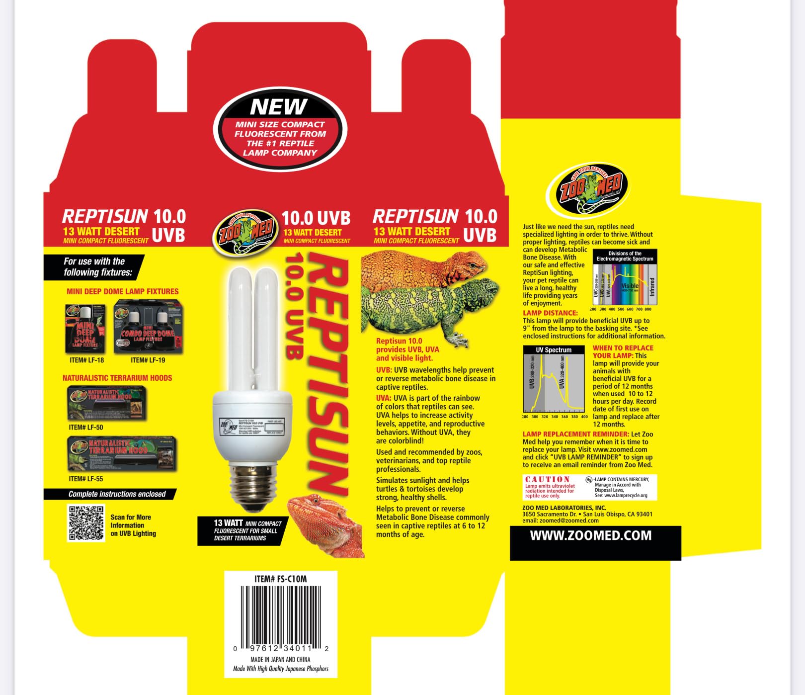(2 Pack) Zoo Med Reptisun 10.0 Uvb Mini Compact Fluorescent Main image