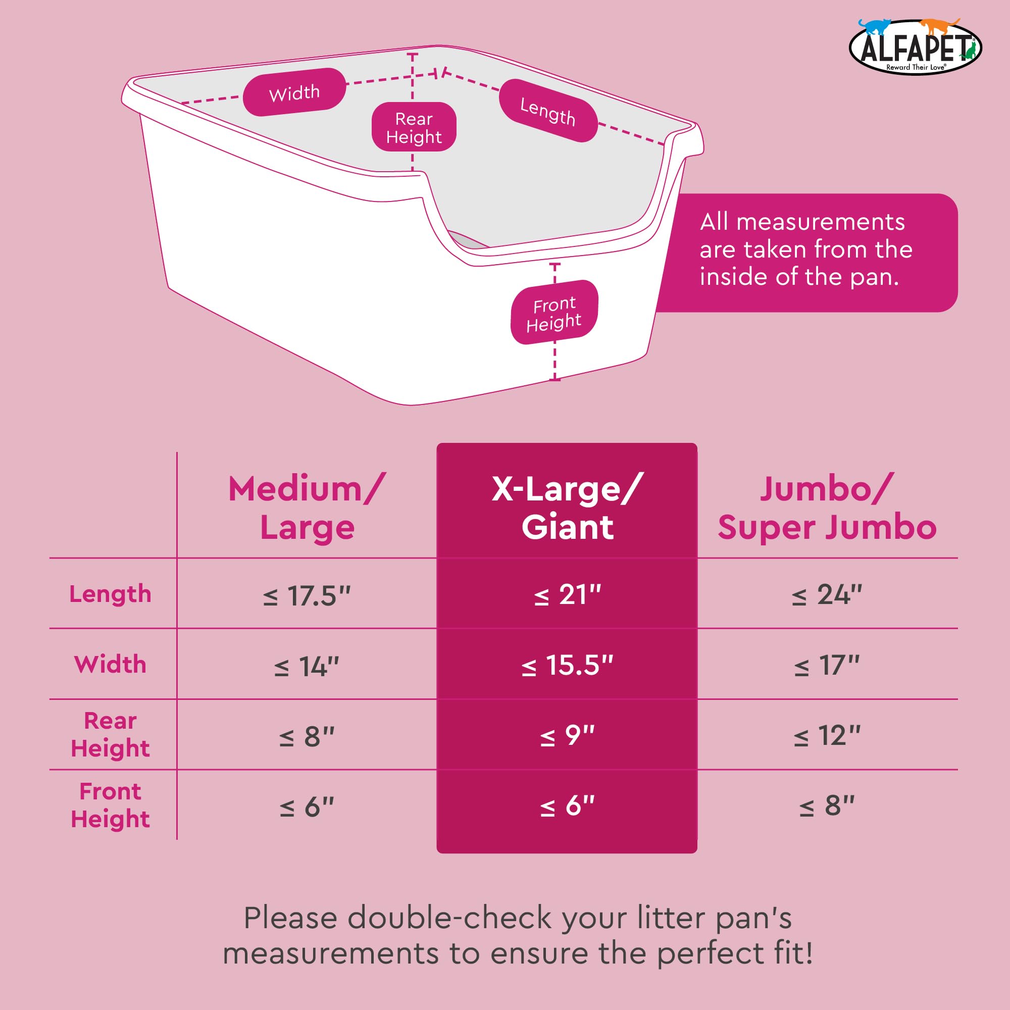 Alfapet Elastic Cat Litter Box Liners - Extra Giant 10 Count - Tear-Resistant Cat Litter Bags - Waterproof Kitty Litter Liners - Fits Litter box Pan Sizes XL, Giant, X-Giant, 37" x 18", 20 lb Capacity