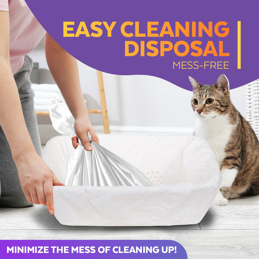 BETAPET Sifting Litter Box Liners- 30-Count Elastic Cat Pan Liners for Large, Extra Large, Giant, and Extra Giant Litter Box - 36" x 18" Universal Fit Quick Sifting Cat Litter Bags