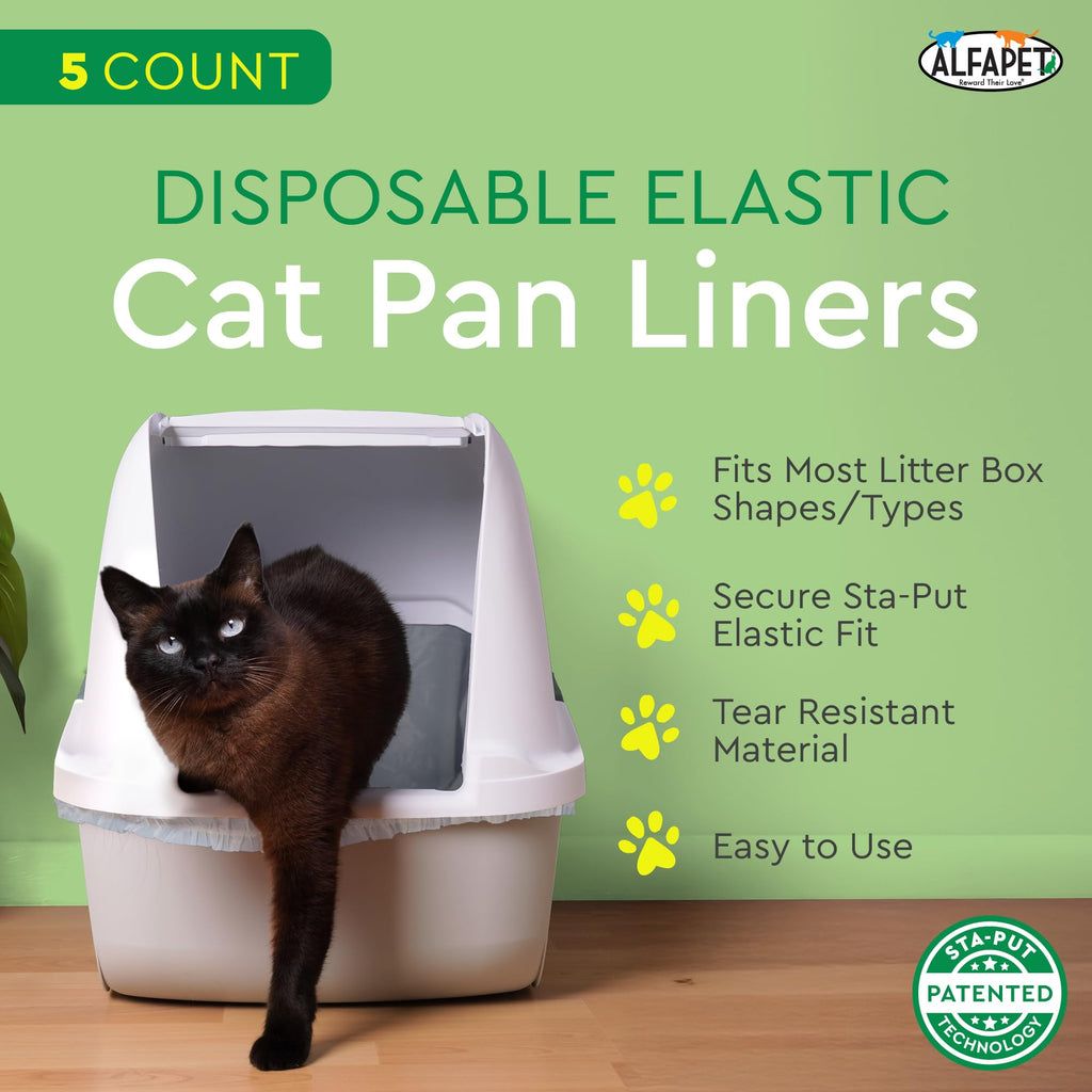 Alfapet Elastic Cat Litter Box Liners - Super Jumbo 13 Count - Tear-Resistant Cat Litter Bags, Waterproof Kitty Litter Liners - Fits Litterbox Pan Sizes X-Giant, Jumbo 42" x 20" x 2 MIL 30 lb Capacity