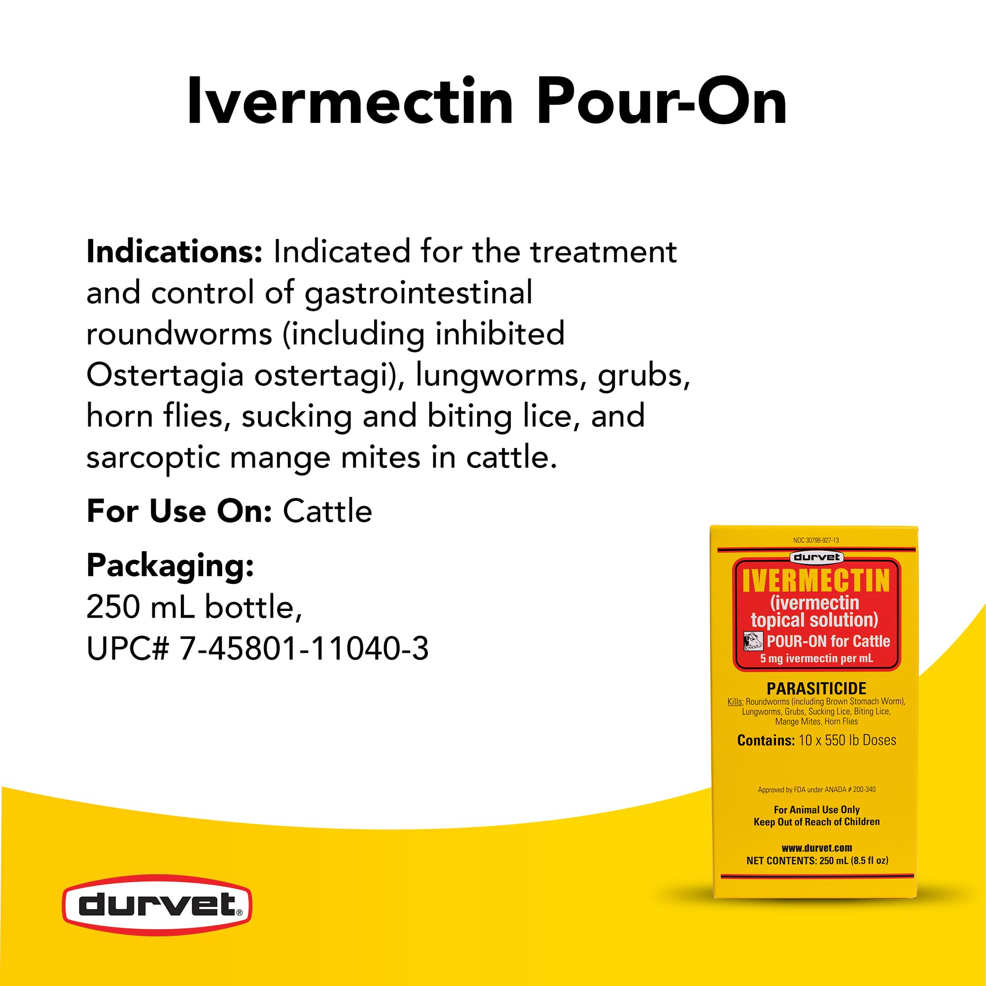 Durvet Ivermectin Pour On Dewormer 250mL Secondary image