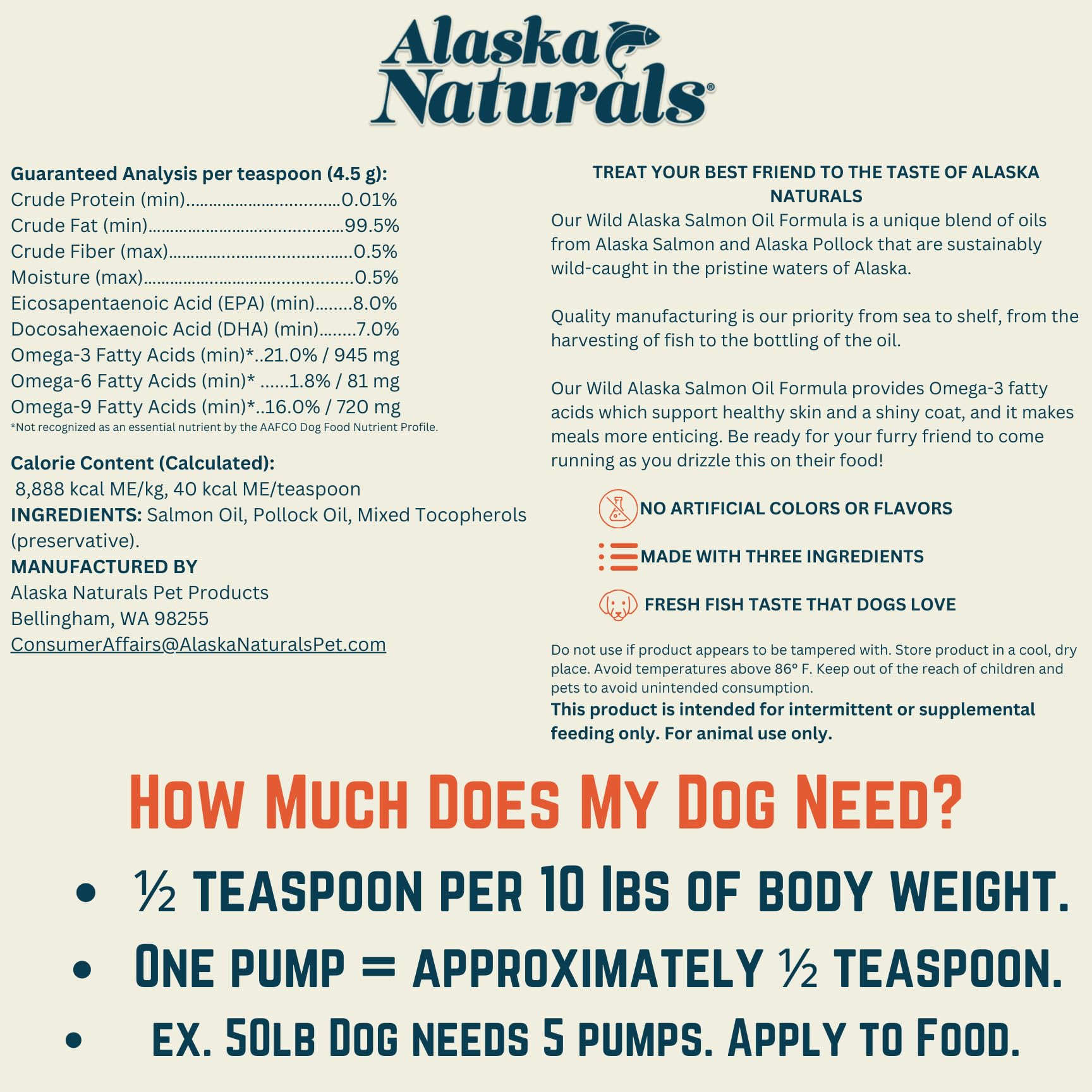 Alaska Naturals Wild Alaskan Salmon Fish Oil Supplement for Dogs Skin and Coat with EPA DHA Omega 3 Fatty Acids Liquid Food Topper 8 oz. Pump