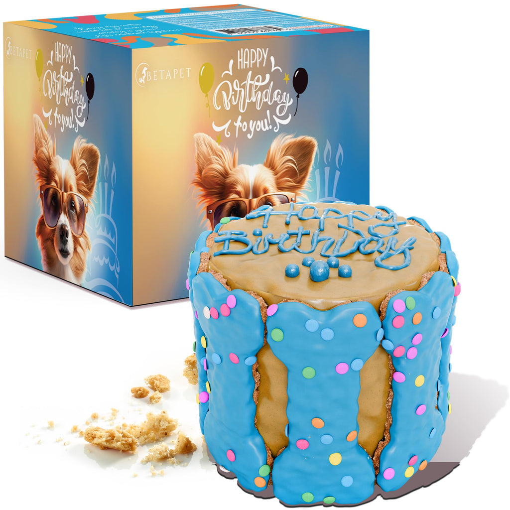 BETAPET Dog Birthday Cake for Dogs to Eat - Rice Cake Based Dessert Made with Dog Birthday Treats and Human Grade Ingredients - Happy Birthday Dog Cake - Dog Birthday Gift for Puppy
