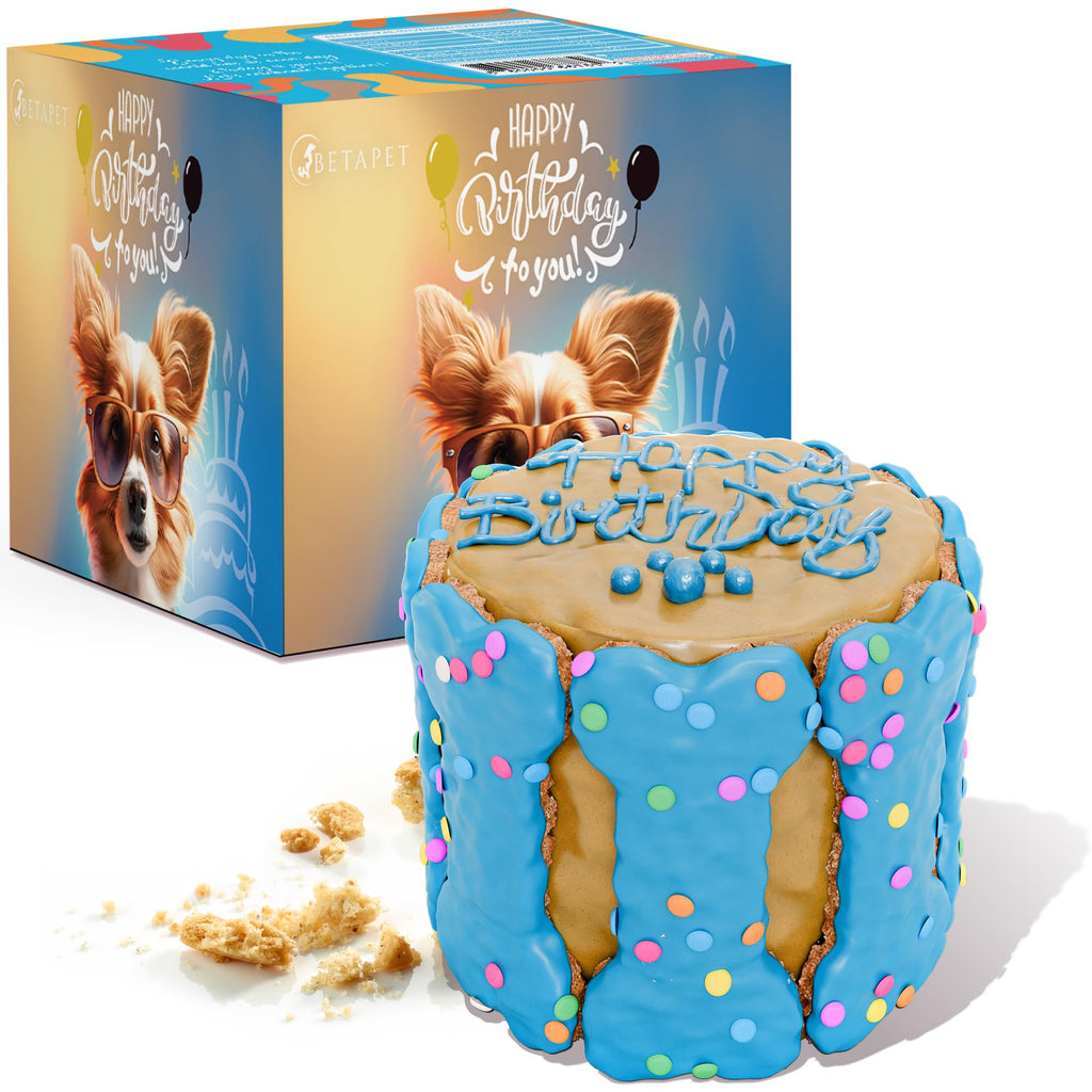 BETAPET Dog Birthday Cake for Dogs to Eat - Rice Cake Based Dessert Made with Dog Birthday Treats and Human Grade Ingredients - Happy Birthday Dog Cake - Dog Birthday Gift for Puppy