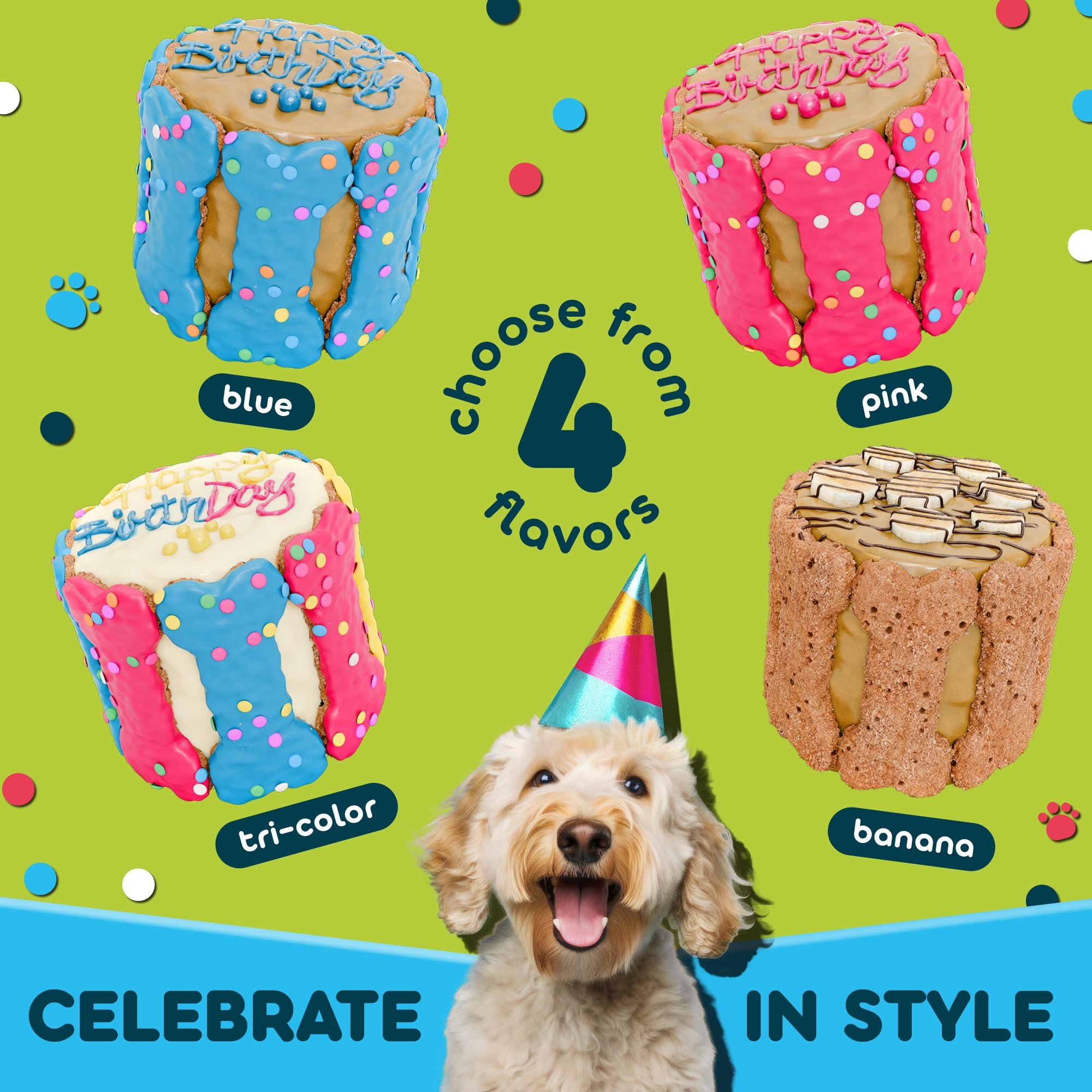BETAPET Dog Birthday Cake for Dogs to Eat - Rice Cake Based Dessert Made with Dog Birthday Treats and Human Grade Ingredients - Happy Birthday Dog Cake - Dog Birthday Gift for Puppy