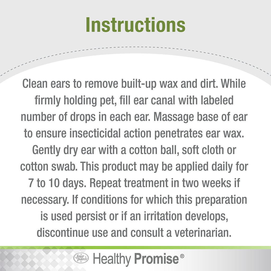 Four Paws Healthy Promise Grooming Soothing Aloe Ear Mite Remedy Solution for Dogs, Odor Reducing & Itch Relief, 0.75 Fl. Oz.