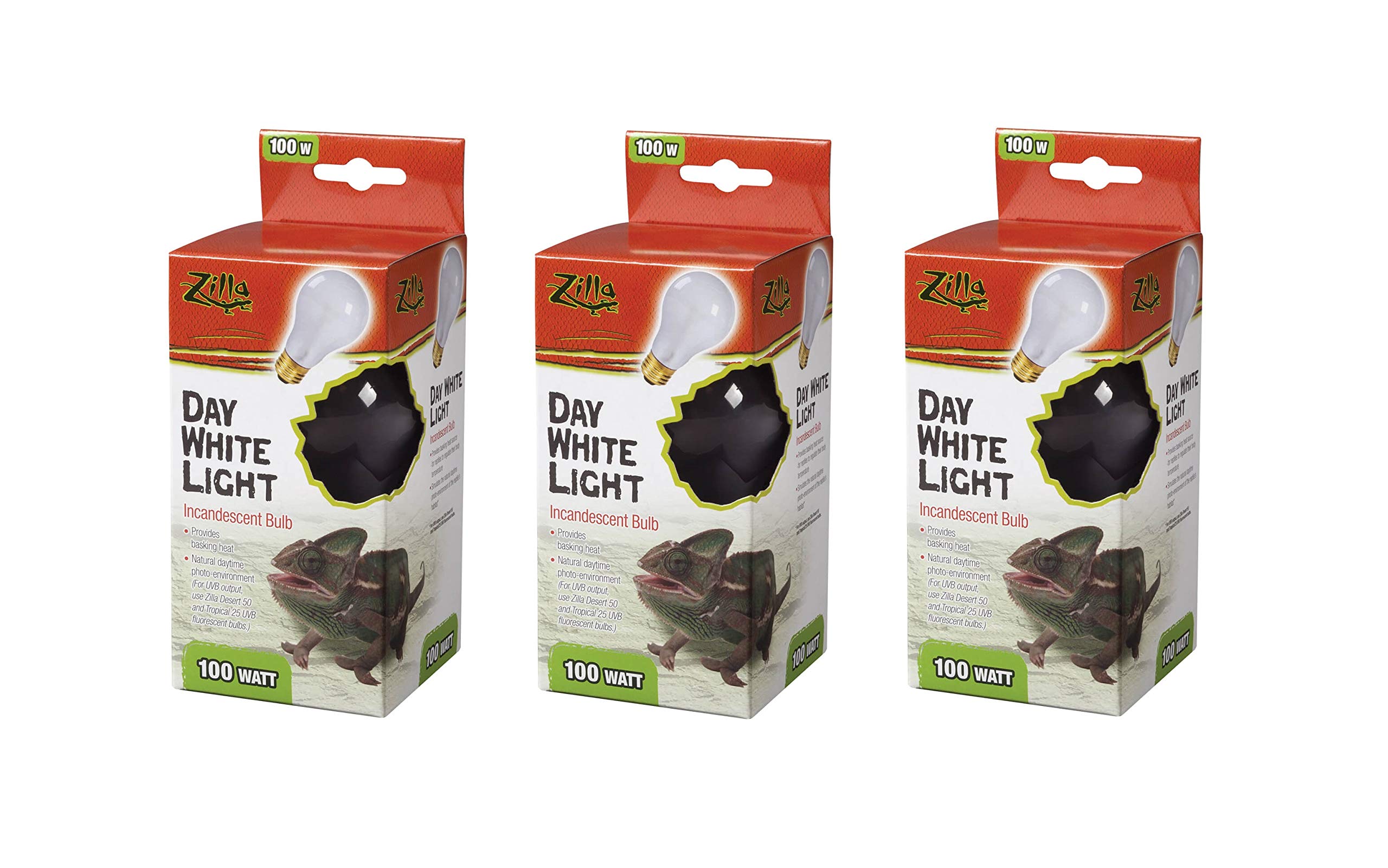 Zilla (3 Pack) Reptile Terrarium Heat Lamps Incandescent Bulb, Day White, 100W Main image