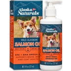 Alaska Naturals Wild Alaskan Salmon Fish Oil Supplement for Dogs Skin and Coat with EPA DHA Omega 3 Fatty Acids Liquid Food Topper 8 oz. Pump