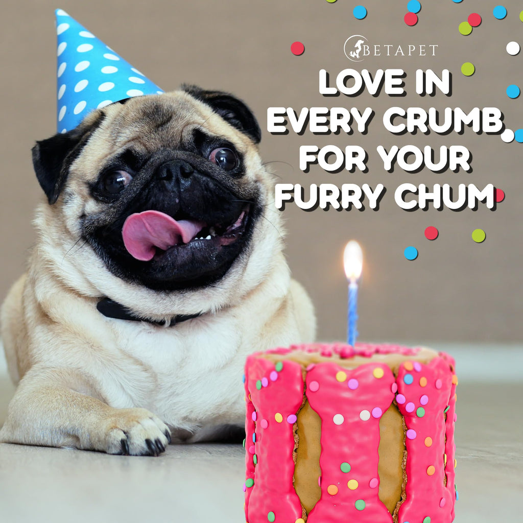 BETAPET Dog Birthday Cake for Dogs to Eat - Rice Cake Based Dessert Made with Dog Birthday Treats and Human Grade Ingredients - Happy Birthday Dog Cake - Dog Birthday Gift for Puppy