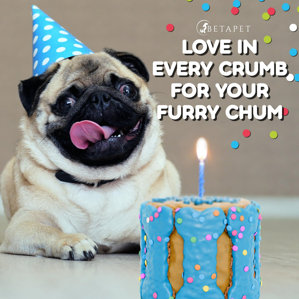 BETAPET Dog Birthday Cake for Dogs to Eat - Rice Cake Based Dessert Made with Dog Birthday Treats and Human Grade Ingredients - Happy Birthday Dog Cake - Dog Birthday Gift for Puppy