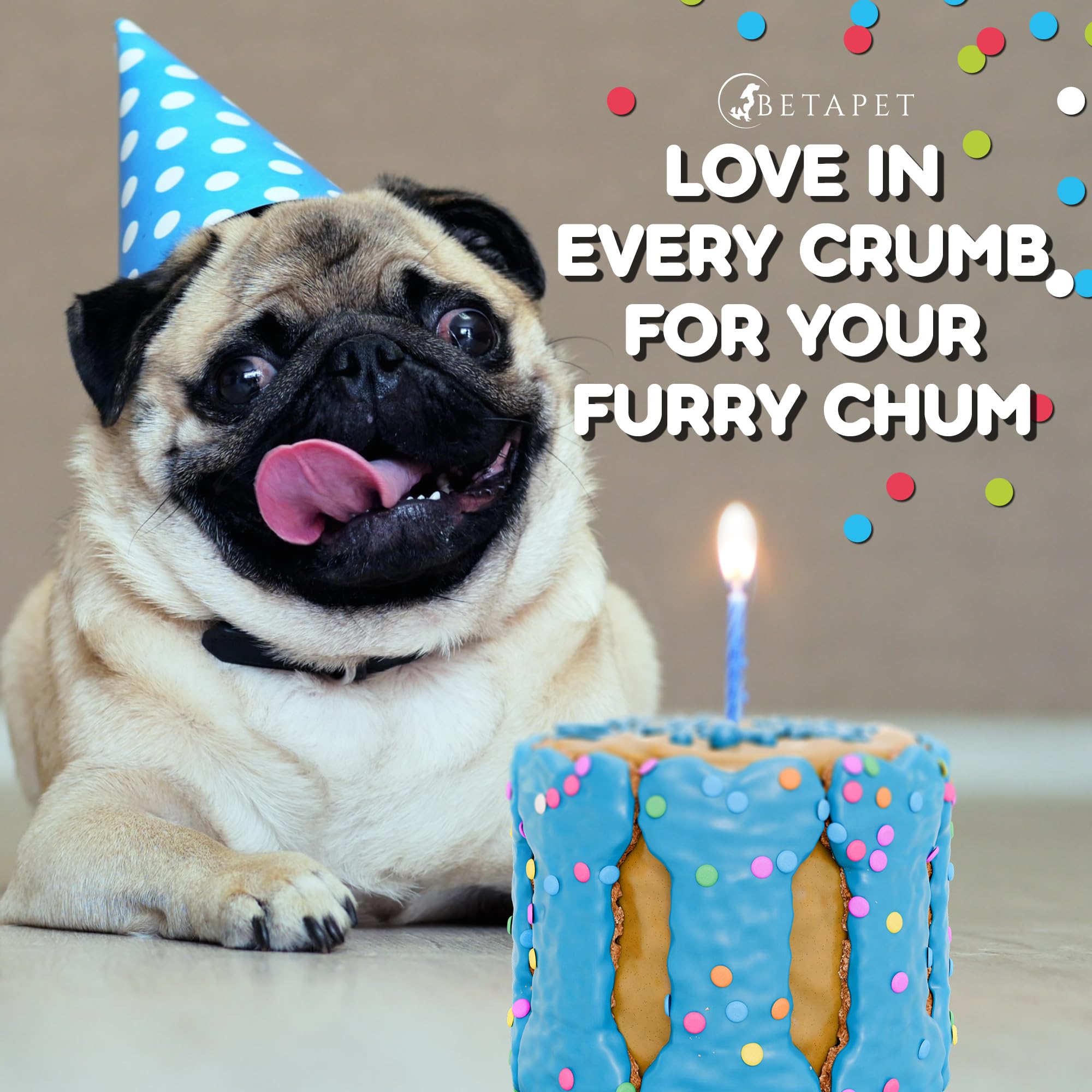 BETAPET Dog Birthday Cake for Dogs to Eat - Rice Cake Based Dessert Made with Dog Birthday Treats and Human Grade Ingredients - Happy Birthday Dog Cake - Dog Birthday Gift for Puppy