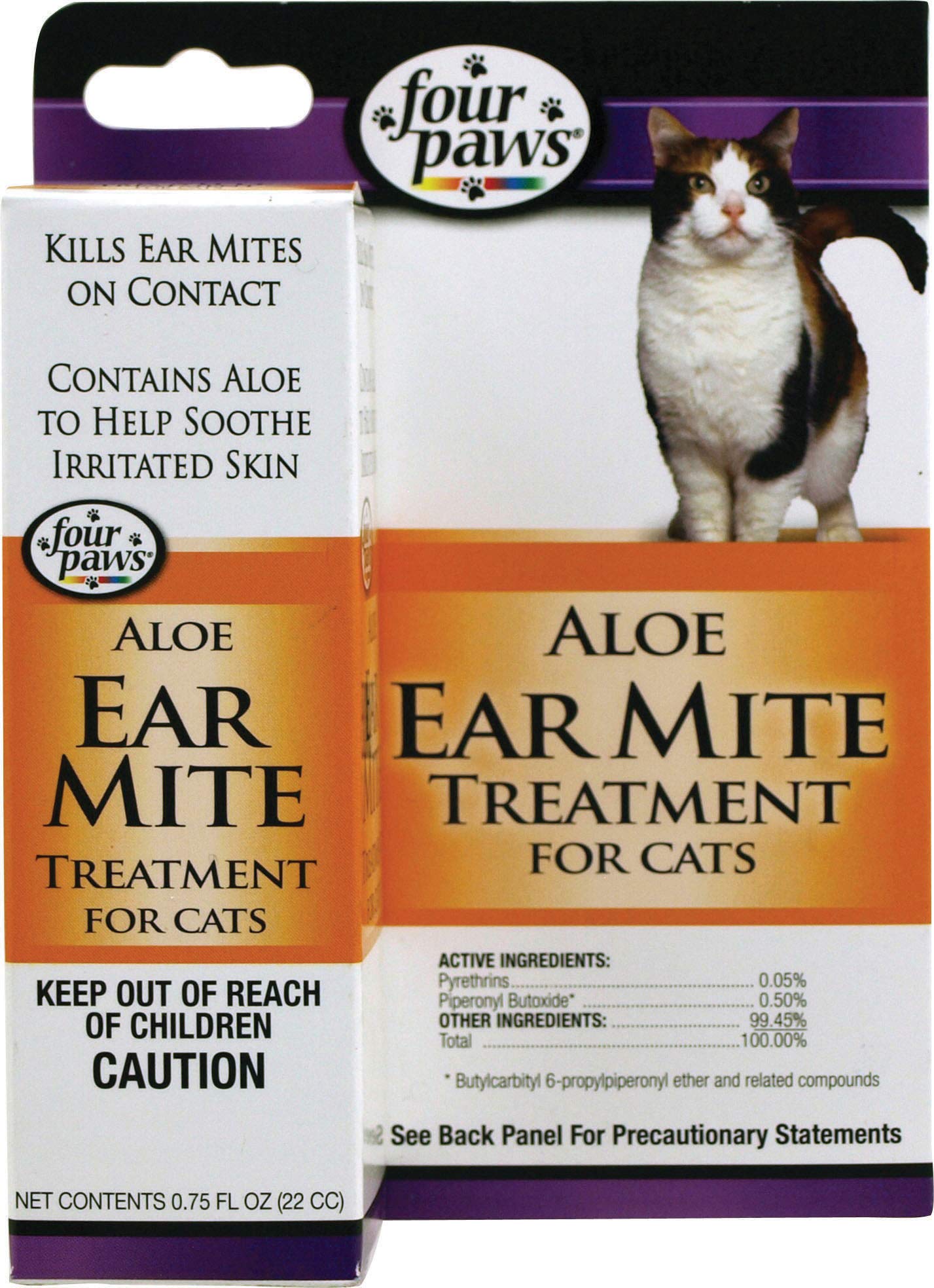 Four Paws Aloe Ear Mite Treatment for Cats, 0.75 Fluid Ounces, Kills on Contact Main image