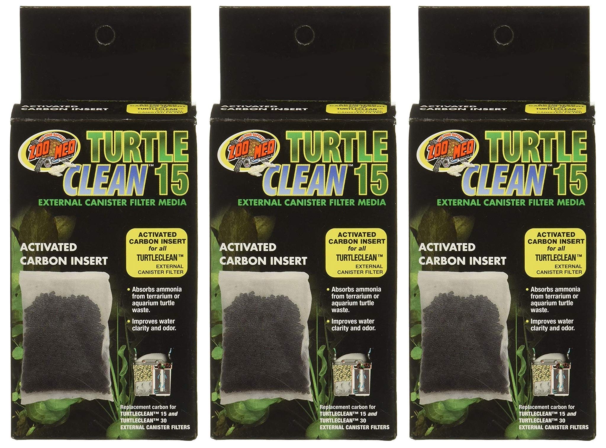 (3 Pack) Zoo Med Turtle Clean 15 Activated Carbon Inserts