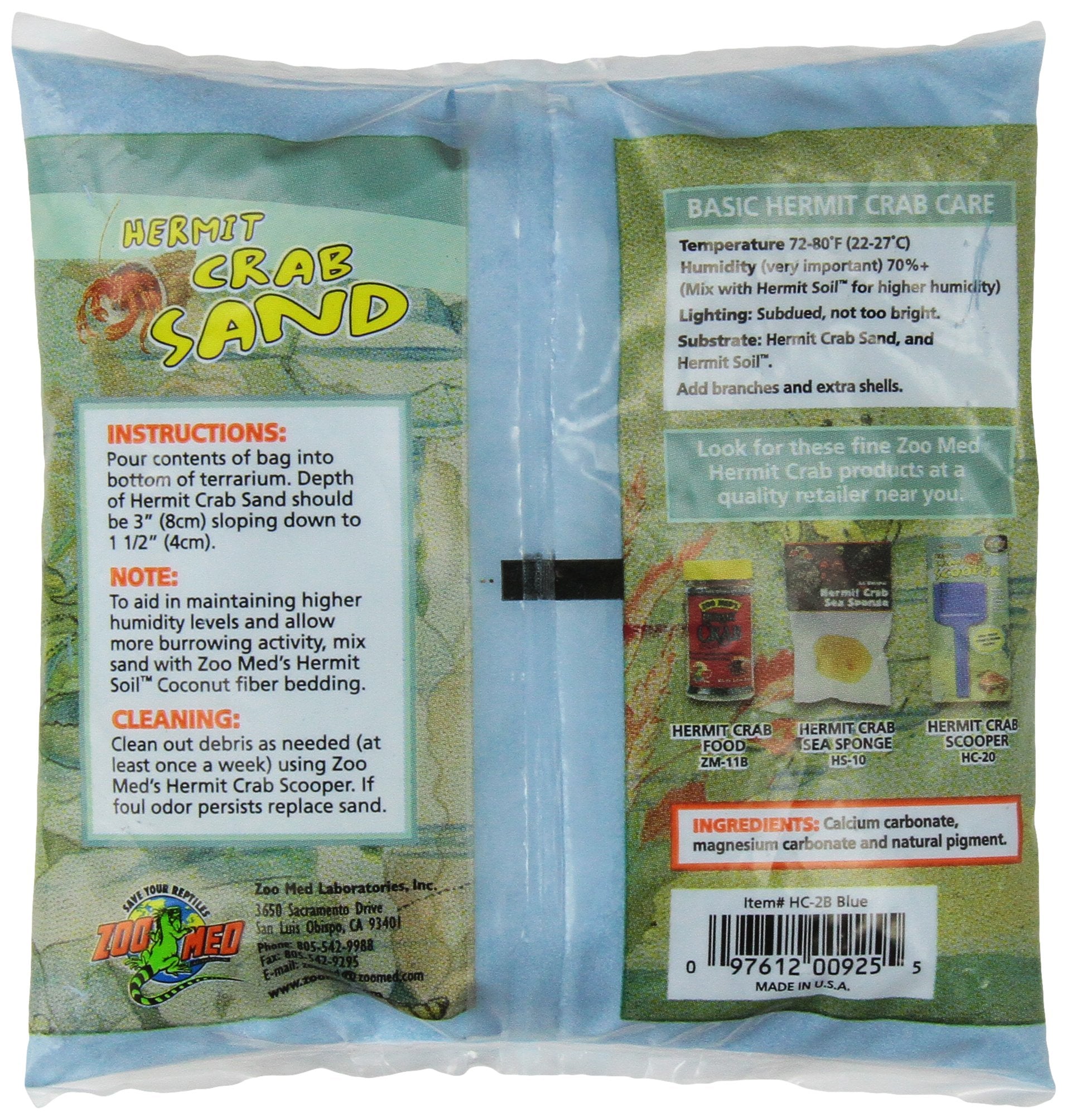 Zoo Med Laboratories SZMHC2B Hermit Crab, 2-Pound, Sand Blue