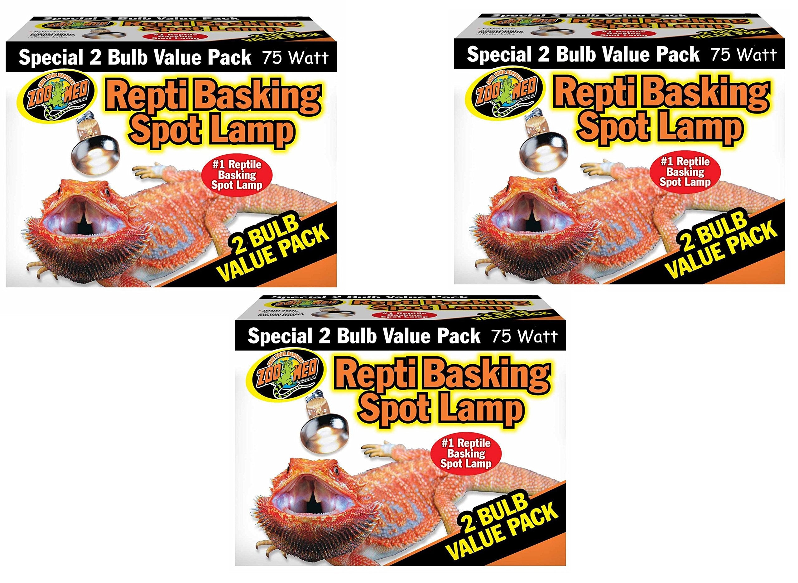 Zoo Med Reptile Basking Spot Lamp 75 Watts - 6 Bulbs Total (3 Packs with 2 per Pack) Main image