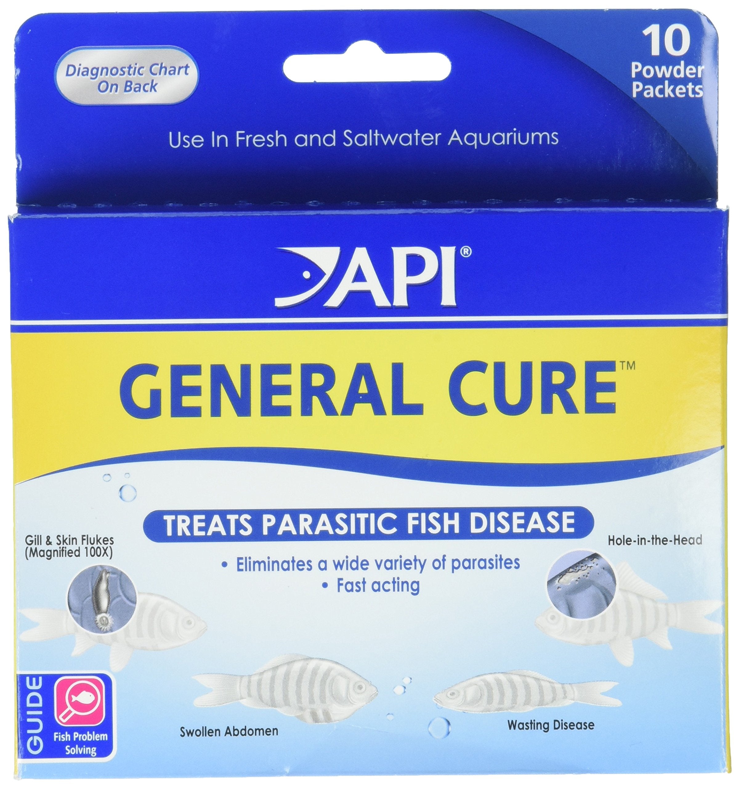 API GENERAL CURE Freshwater and Saltwater Fish Powder Medication 10-Count Box Main image
