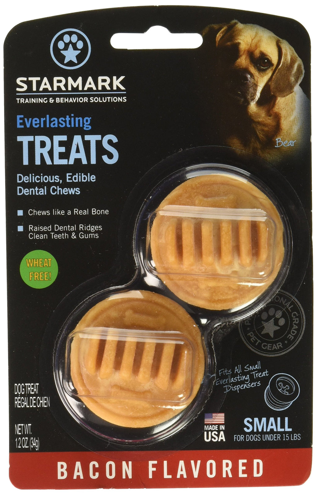 StartMark (3 Pack) StarMark Everlasting Bacon Dog Dental Chews, Small (2 Chews Per Pack / 6 Total)