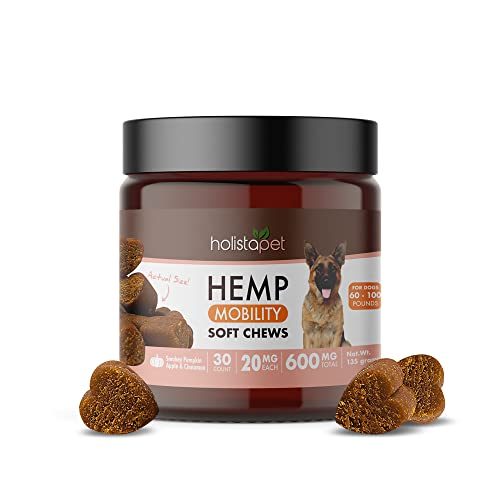 HolistaPet Hemp Mobility Chews for Dogs - Joint & Mobility Care - 30 Soft Chews - 600mg - Made in USA - Powerful Relief with Hemp Oil Turmeric & Boswellia - Organic - Hips & Joint Pain - Inflammation Main image