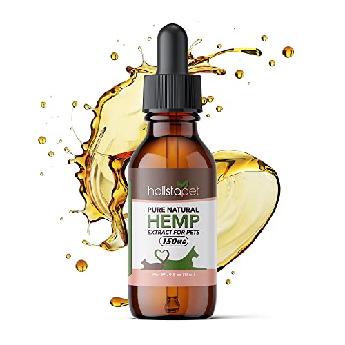HolistaPet Hemp Oil for Dogs & Cats - Made in The U.S.A. - 100% Organic Hemp Oil - Supports Pain, Anxiety, and Hip & Joint Care (150mg) Main image