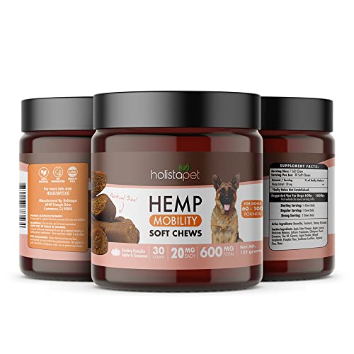 HolistaPet Hemp Mobility Chews for Dogs - Joint & Mobility Care - 30 Soft Chews - 600mg - Made in USA - Powerful Relief with Hemp Oil Turmeric & Boswellia - Organic - Hips & Joint Pain - Inflammation Secondary image