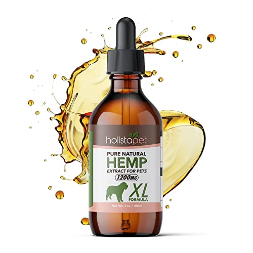 HolistaPet Hemp Oil for Dogs - 1200mg Tincture - Joint Pain, Separation Anxiety, Stress Relief, Anti-Inflammatory, Arthritis, Seizures, Chronic Pains - 100% Organic - Calming Drops Main image