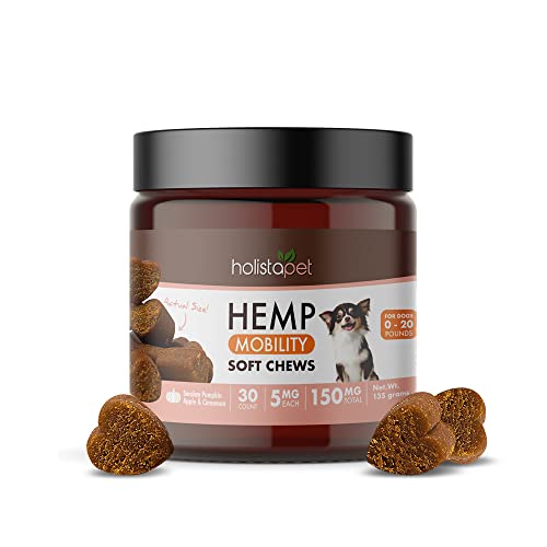 HolistaPet Hemp Mobility Chews for Dogs - Joint & Mobility Care - 30 Soft Chews - 150mg - Made in USA - Powerful Relief with Hemp Oil Turmeric & Boswellia - Organic - Hips & Joint Pain - Inflammation Main image