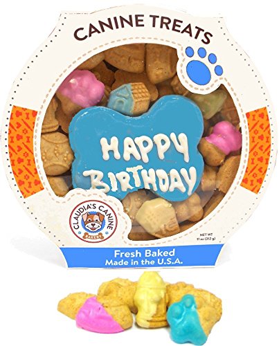 Claudia'S Canine Cuisine Peanut Butter Dog Cookies, 10-Ounce, Happy Birthday, Blue