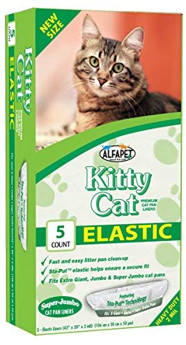 Alfapet Kitty Cat Pan Litter Box Elastic Liners-5-Pack