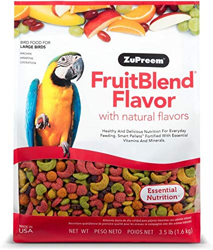 ZuPreem FruitBlend Flavor Pellets Bird Food for Large Birds, 12 lb - Daily Blend Made in USA for Amazons, Macaws, Cockatoos