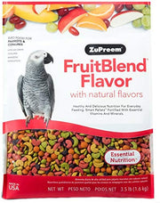 ZuPreem FruitBlend Flavor Pellets Bird Food for Parrots and Conures, 12 lb - Daily Blend Made in USA for Caiques, African Greys, Senegals, Amazons, Eclectus, Small Cockatoos